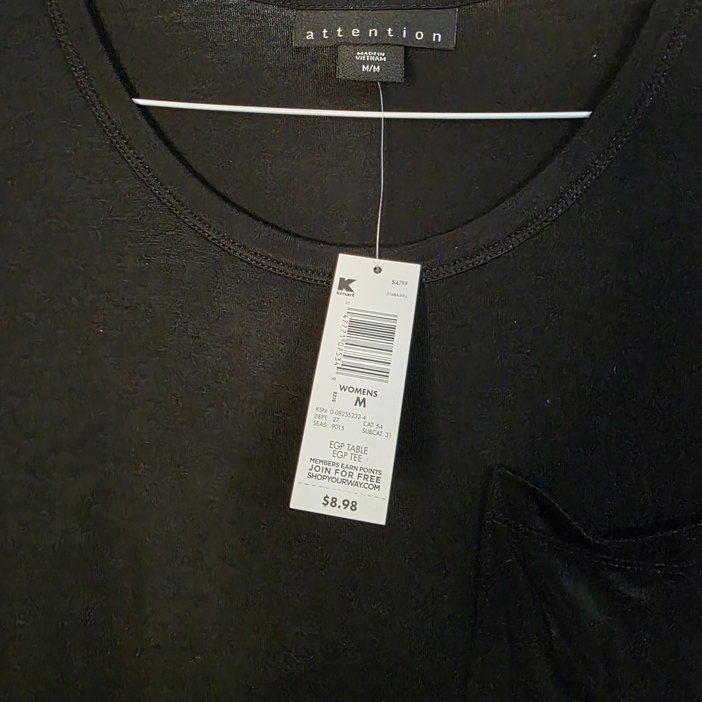 Attention Black Women's Short Sleeve T-Shirt Top NWT Medium - Picture 3 of 9